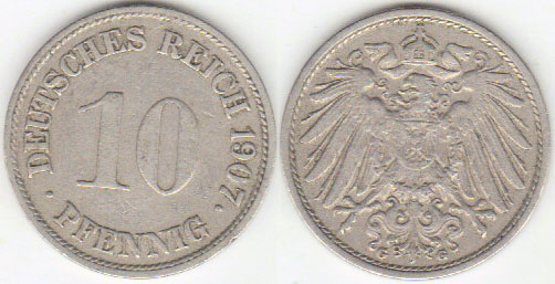 1907 G Germany 10 Pfennig A000002